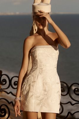BHLDN Strapless Satin Mini Dress