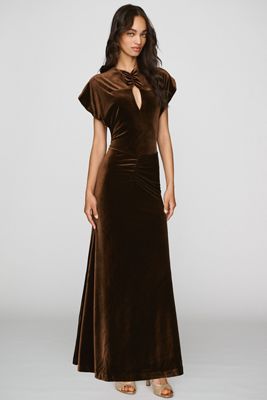 BHLDN Velvet Flutter-Sleeve Maxi Dress