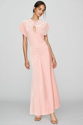 BHLDN Velvet Flutter-Sleeve Maxi Dress