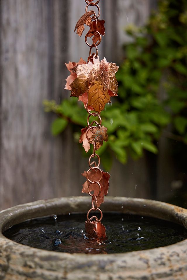 Maple Leaf Copper Rain Chain #1