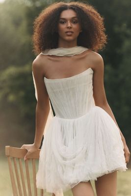 anthropologie engagement dresses Charleston Lace Mini Dress Sz 0 White Rehearsal Wedding Wedding Reception Dresses | Anthropologie