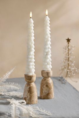 Flameless Wax Tree Taper Candles, Set of 2