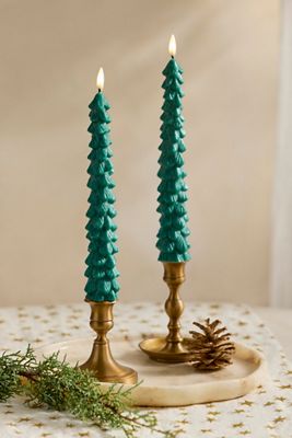 Flameless Wax Tree Taper Candles, Set of 2