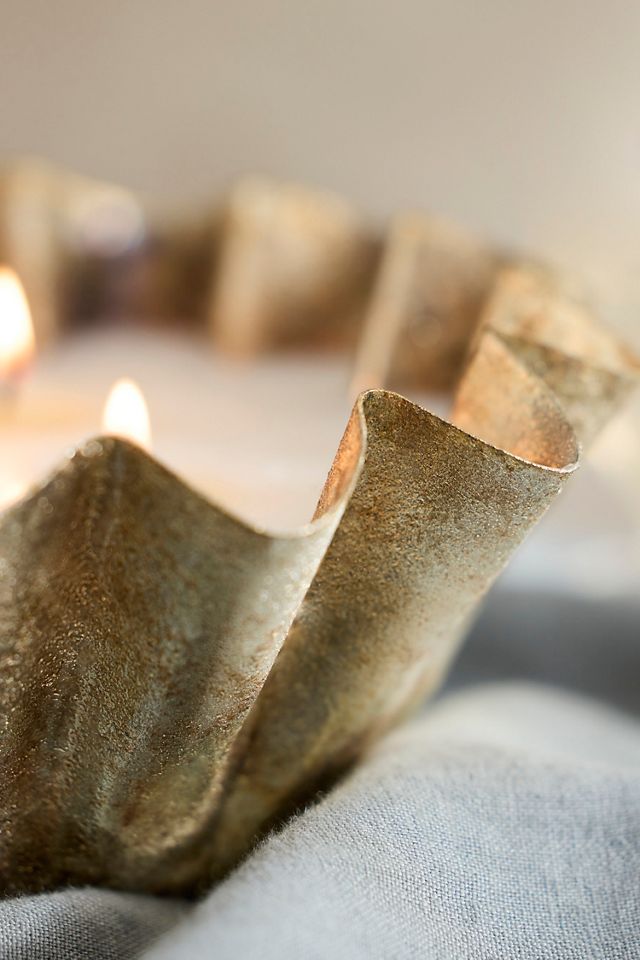 Metallic Ruffle Candle, White Pine + Eucalyptus #1