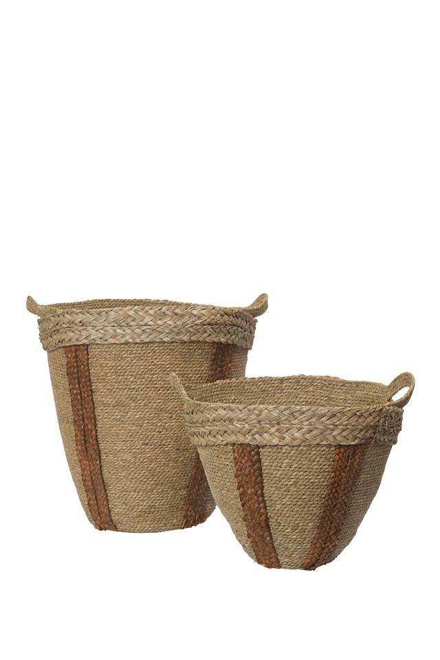 Mar Woven Seagrass Striped Baskets, Set of 2 #1