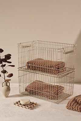 Cala Stackable Iron Baskets, Set of 2