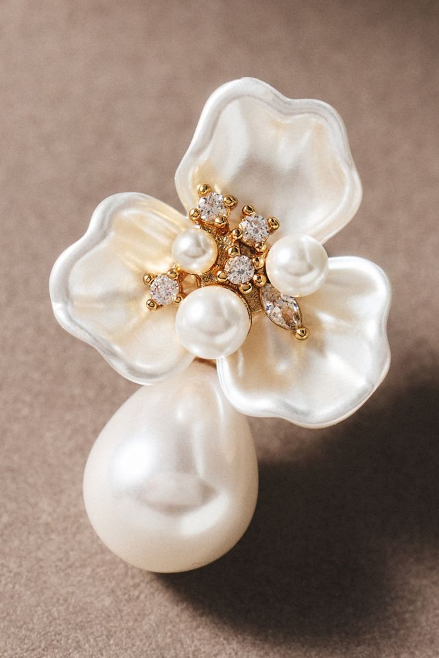 Olive & Piper Eden Floral Pearl Drop Earrings #1