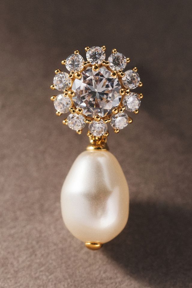 NADRI Sunflower Pearl Drop Earrings #1