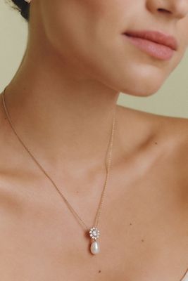 NADRI Sunflower Pearl Drop Necklace