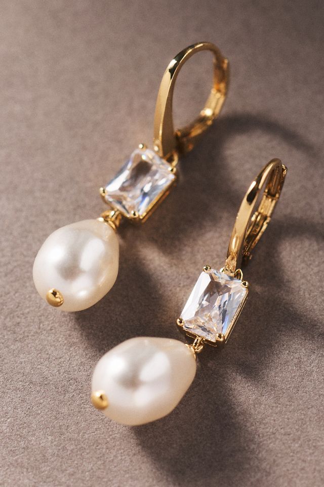 NADRI Bianca Pearl Cubic Zirconia Drop Earrings #1