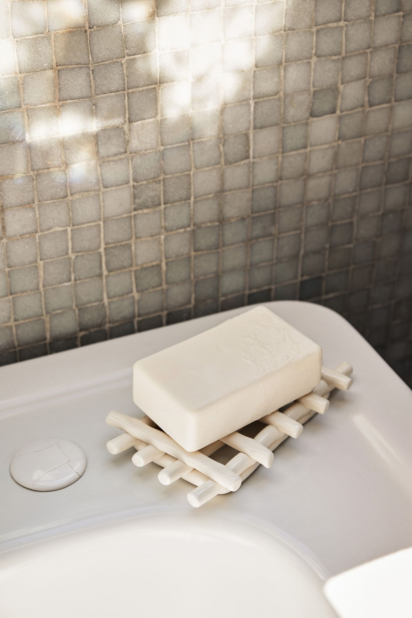 Handmade Ceramic Weave Soap Tray - Off-White, Assorted