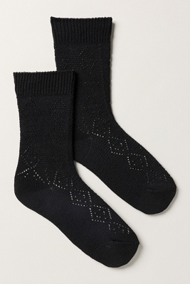 Le Bon Shoppe Modal Eyelet Socks In Black