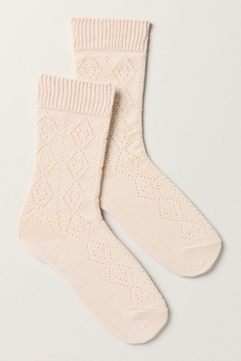 Le Bon Shoppe Modal Eyelet Socks In Beige