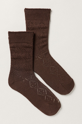 Le Bon Shoppe Modal Eyelet Socks In Brown