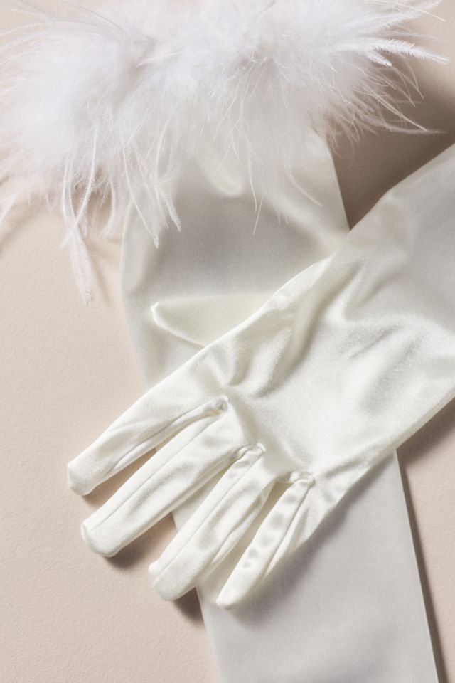 Untamed Petals Olivia Faux-Feather Gloves #1