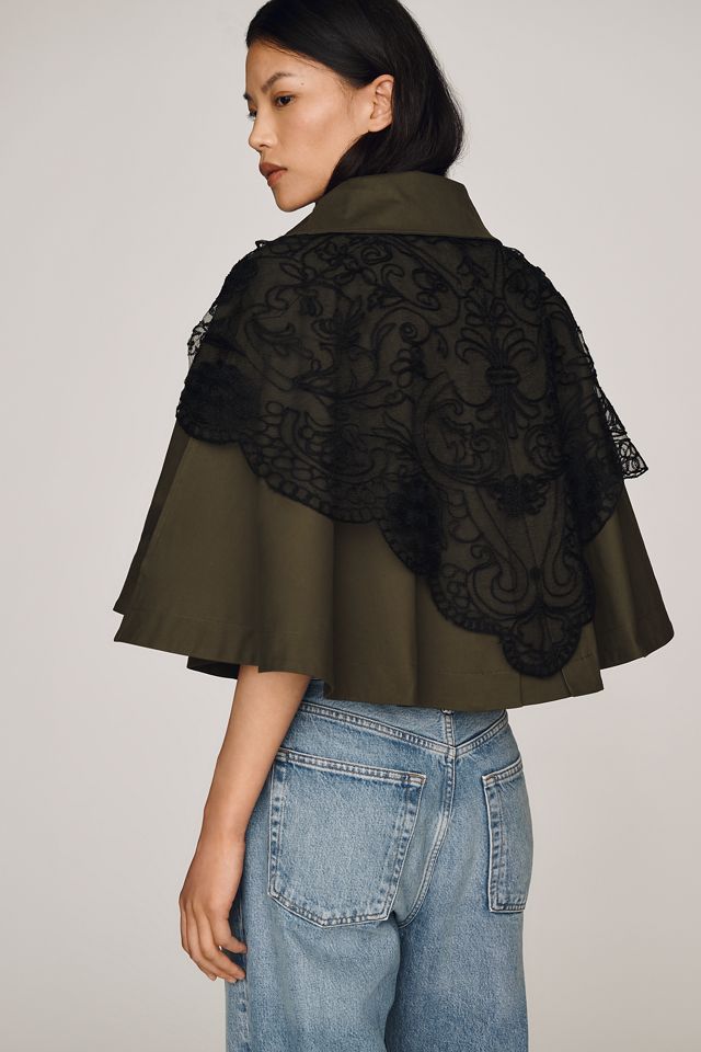 By Anthropologie Lace Scarf Poncho Trench Coat #2