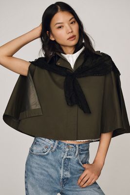 By Anthropologie Lace Scarf Poncho Trench Coat