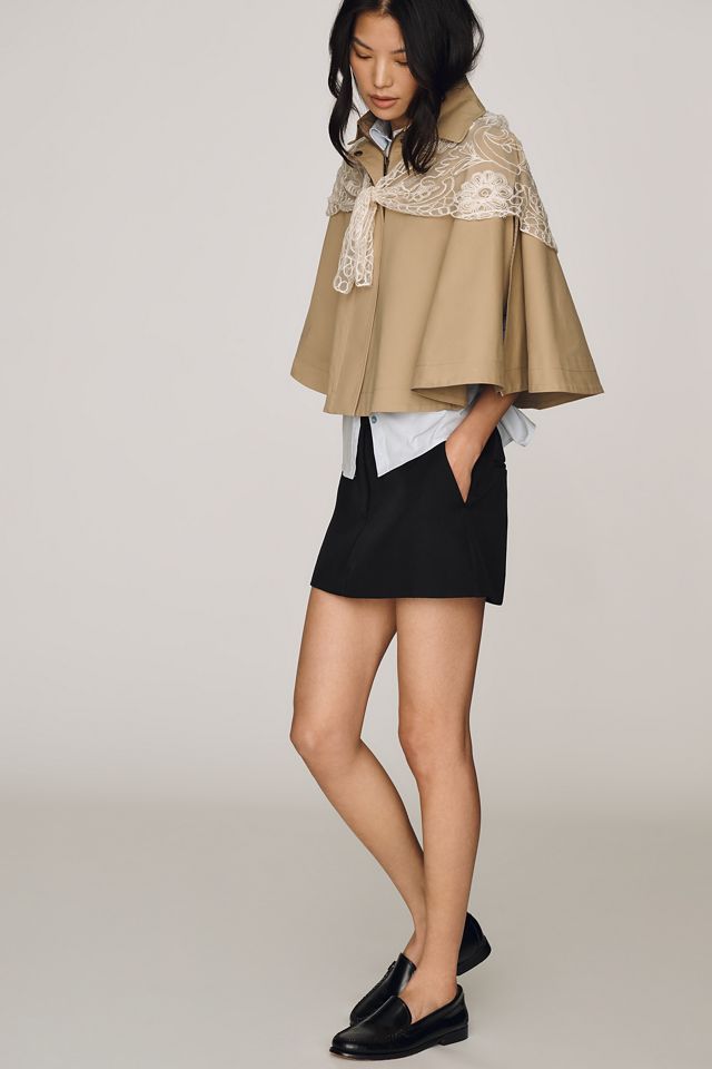 By Anthropologie Lace Scarf Poncho Trench Coat #2