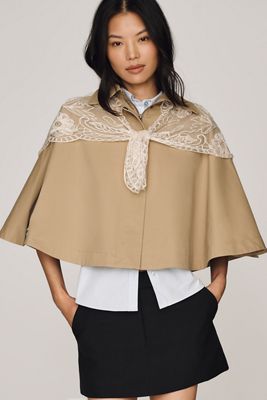 Gabardina Poncho con Bufanda de Encaje By Anthropologie