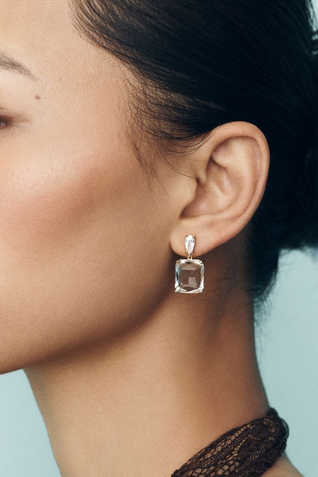 By Anthropologie Square Crystal Drop Earrings #1
