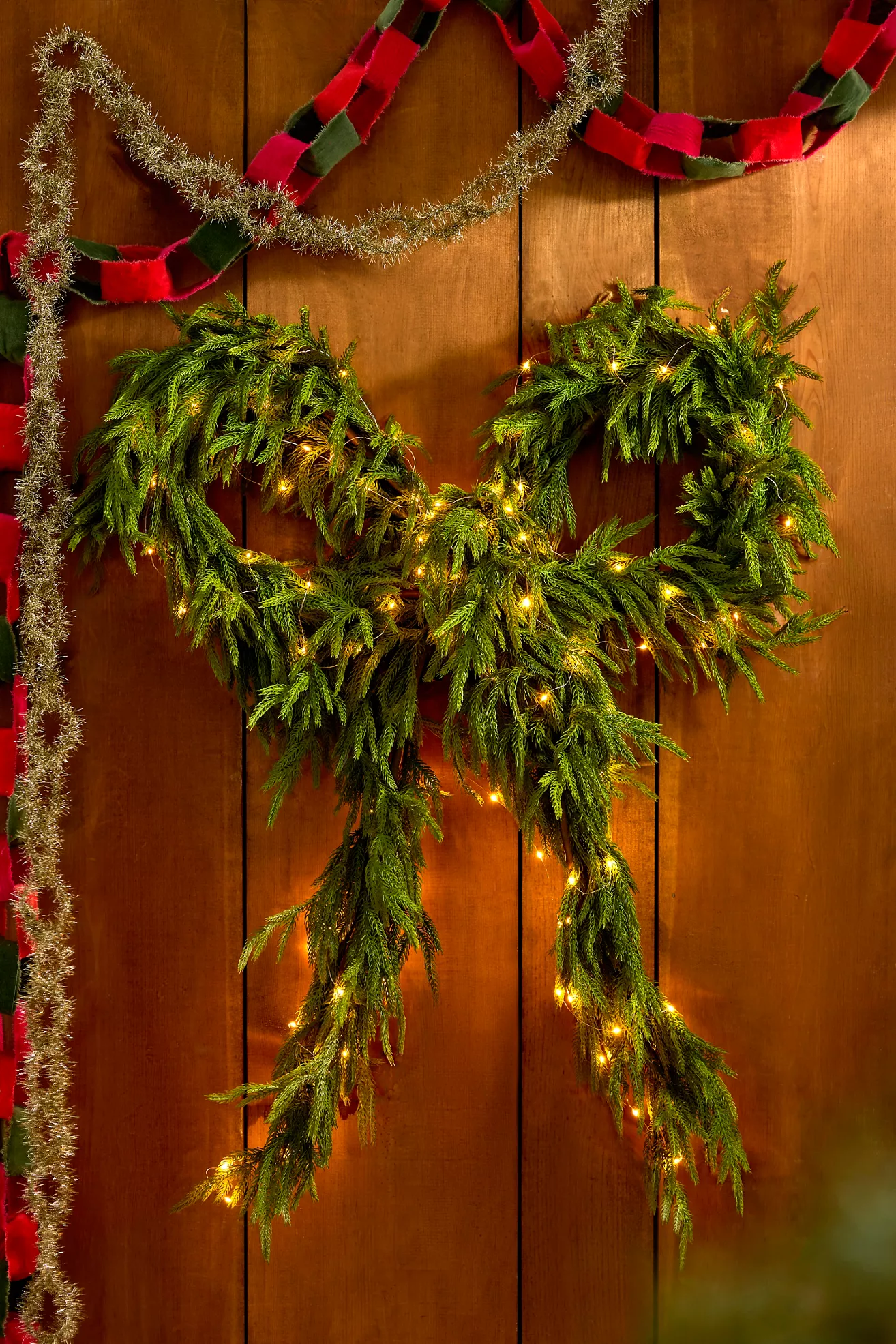 Terrain Faux Evergreen Bow Wreath