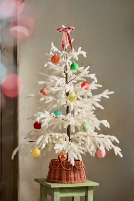 Artificial White Potted Fir Tree, 4’