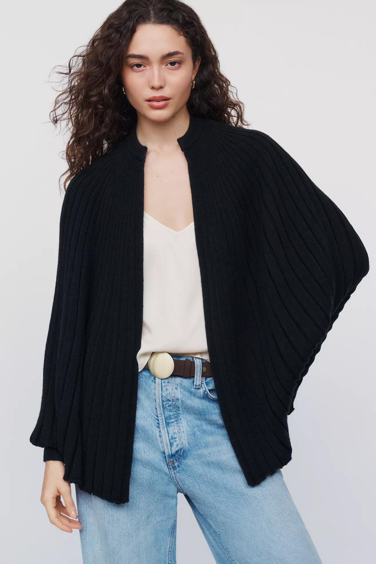 Mare Mare Ribbed Open Shawl Cardigan