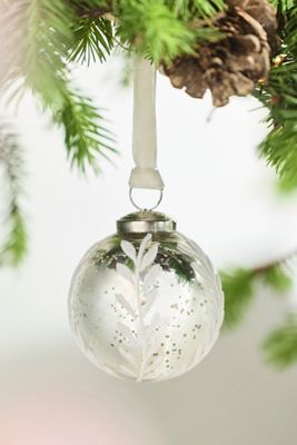 Flocked Glass Globe Ornament