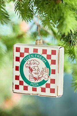 Pizza Box Glass Ornament