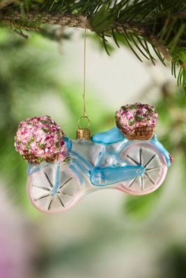 Hydrangea Bike Glass Ornament
