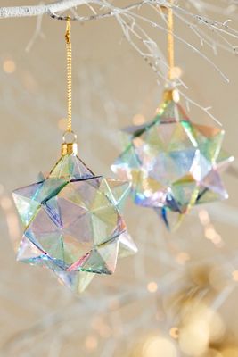Moravian Star Glass Ornaments, Set of 2