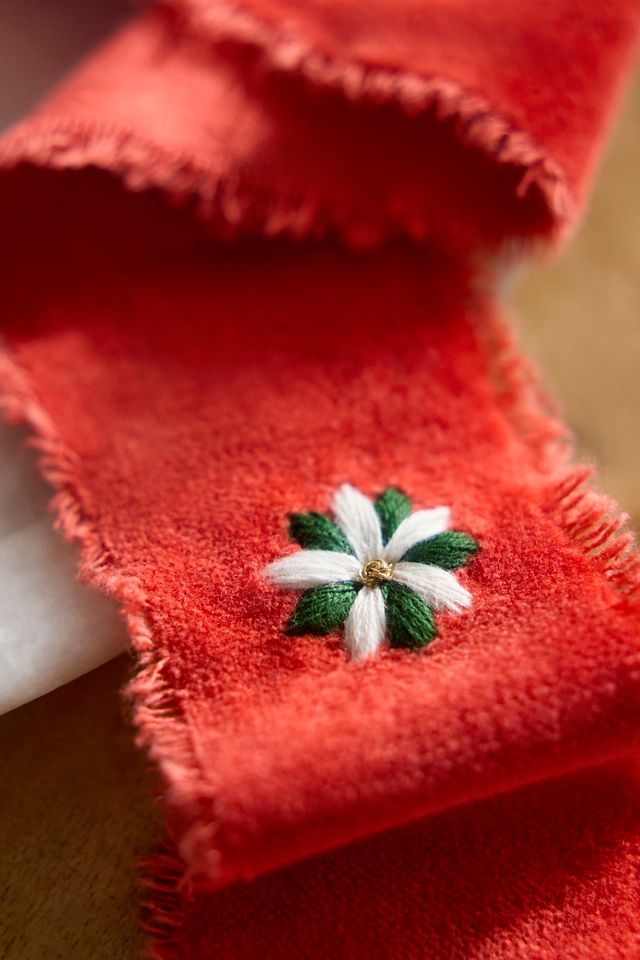 Poinsettia Embroidered Ribbon #1