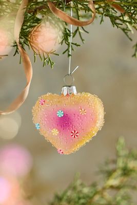 Peppermint Heart Glass Ornament