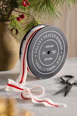 Terrain Red + White Stripe Velvet Ribbon