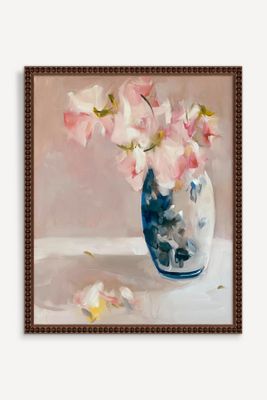Sweet Peas in Delft Vase Wall Art
