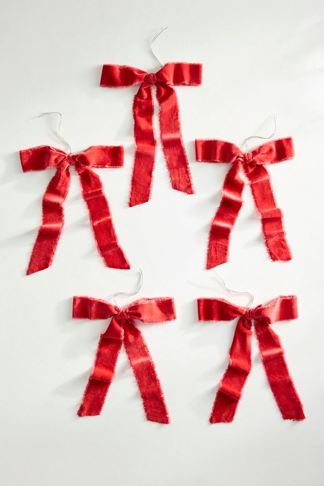 Red Velvet Bows, Set of 5 Small #2