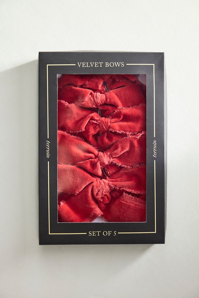 Red Velvet Bows, Set of 5 Small #3