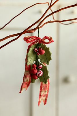 Holly + Bow Fabric Ornament