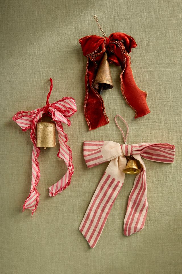Bow + Bell Ornament, Wide Ribbon #2