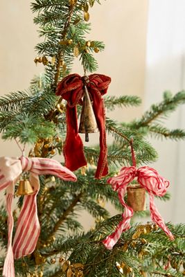 Bow + Bell Ornament, Wide Ribbon