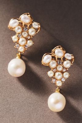 By Anthropologie Clustered Pearl Crystal Earrings