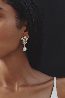 By Anthropologie Clustered Pearl Crystal Earrings
