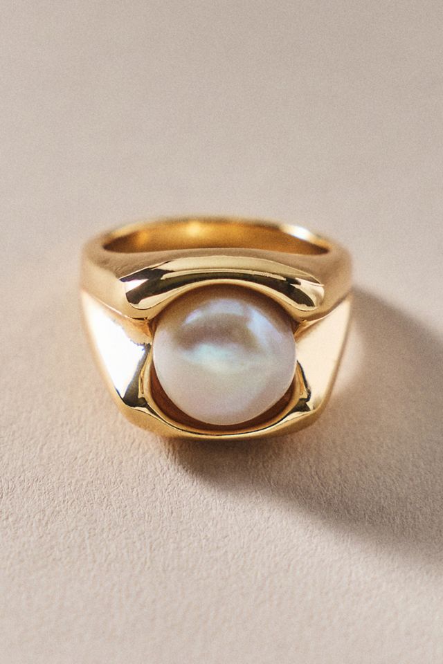 Freshwater Pearl Signet Ring #1