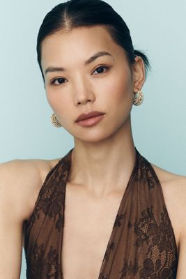 By Anthropologie Pavé Pearl Hoop Earrings
