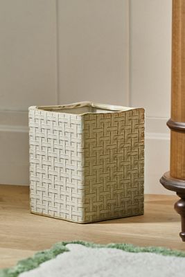 Cane Ceramic Woven Wastebasket