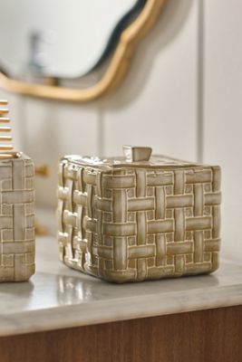 Cane Ceramic Woven Cotton Jar