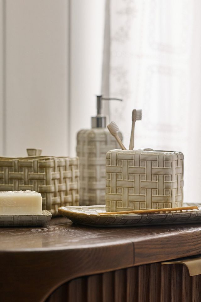 Cane Ceramic Woven Soap Dispenser | AnthroHome
