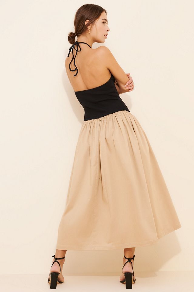 Halter Neck Twofer Midi Dress #1