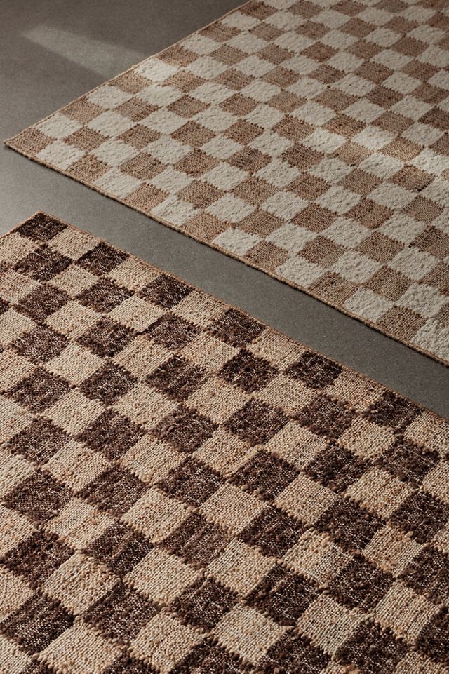 Ferm Living Flatwoven Checkered Wool Jute Rug #1