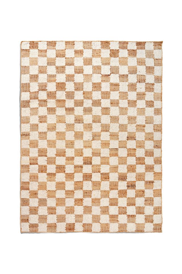 Ferm Living Flatwoven Checkered Wool Jute Rug #3